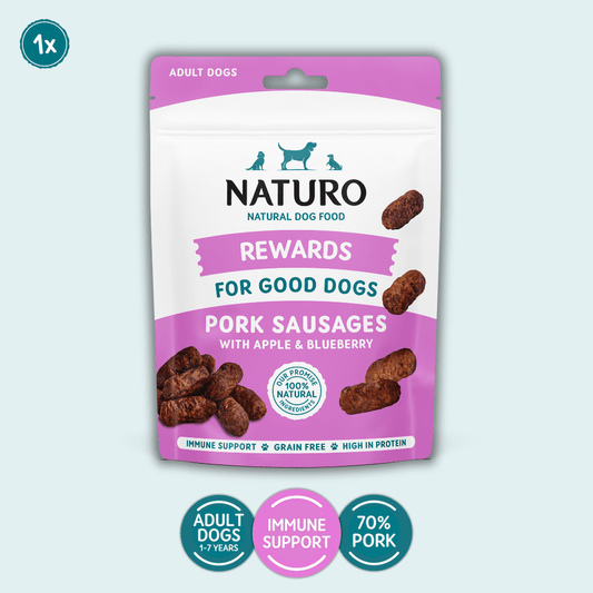 Naturo Adult Dog Pork & Apple Sausage Reward Treats (70g) | Luxury Home Accessories | Heulog Glow