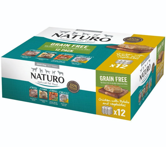 Naturo Adult Grain Free Chicken with Potato & Veg Trays 12 x 400g | Luxury Home Accessories | Heulog Glow