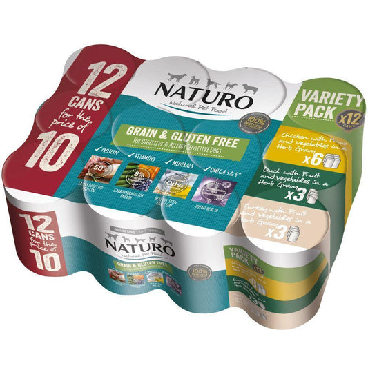 Naturo Adult Grain & Gluten Free Variety in Herb Gravy Tins 12 for 10 x 390g | Luxury Home Accessories | Heulog Glow