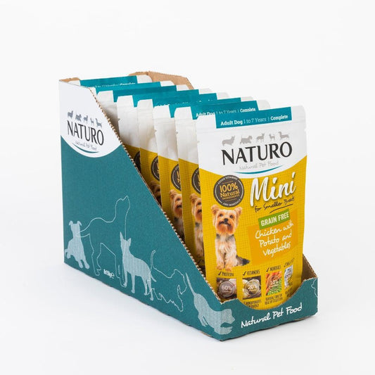 Naturo Adult Mini Grain Free Chicken with Potato & Veg Pouches 8 x 150g | Luxury Home Accessories | Heulog Glow