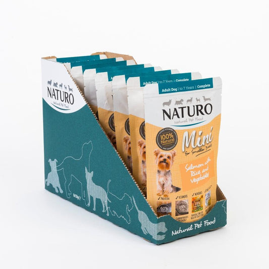 Naturo Adult Mini Salmon with Rice & Veg Pouches 8 x 150g | Luxury Home Accessories | Heulog Glow