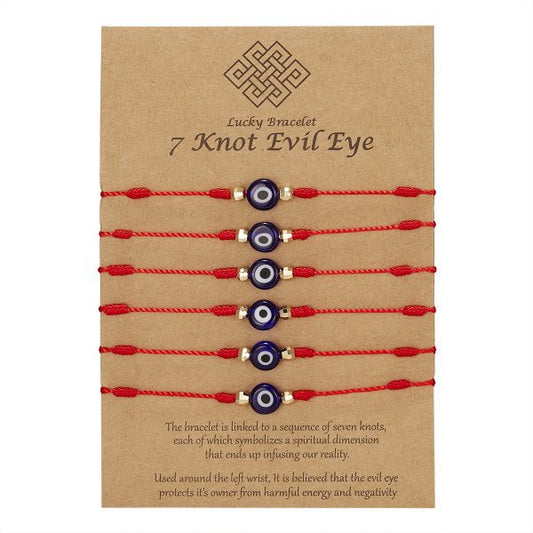 New 7-knot Evil Eye Bracelet 6 Pack Blue Eye Paper Card Bracelet Braided Adjustable Bracelet | Luxury Home Accessories | Heulog Glow
