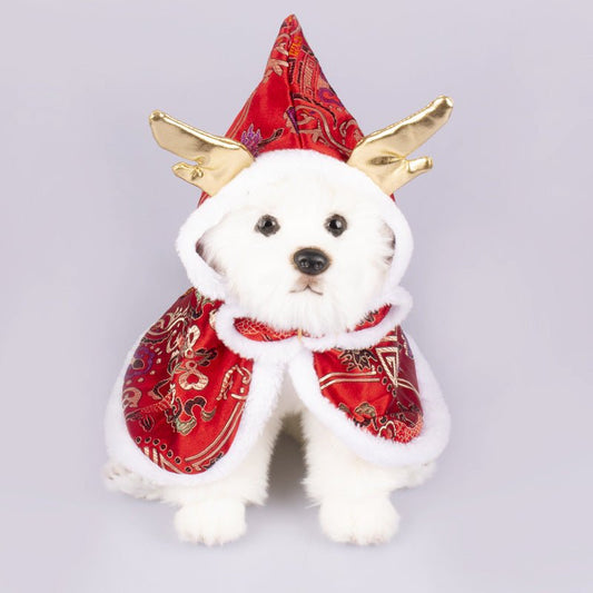 New Year Pet Clothes Dog Cat Brocade Satin Satin Cloak | Luxury Home Accessories | Heulog Glow