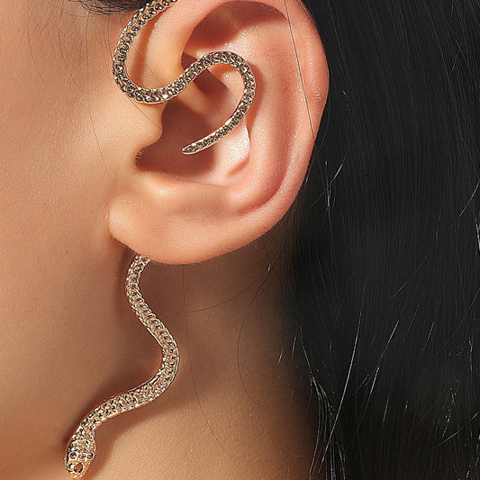 Non-hole Ear Clip Vintage Zircon Snake-shaped Earrings For Women Exaggerated Fake Cartilage Ear Cuff Fashion Jewerly Gifts | Luxury Home Accessories | Heulog Glow