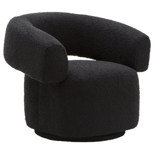 Oliveto Black Boucle Curved Swivel Armchair | Luxury Home Accessories | Heulog Glow