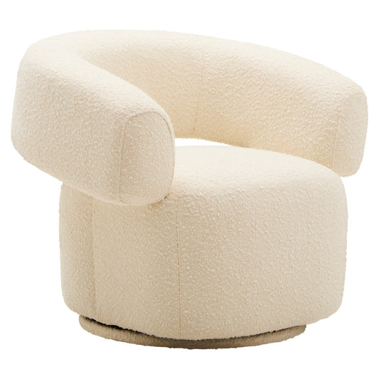 Oliveto Ivory Boucle Curved Swivel Armchair | Luxury Home Accessories | Heulog Glow