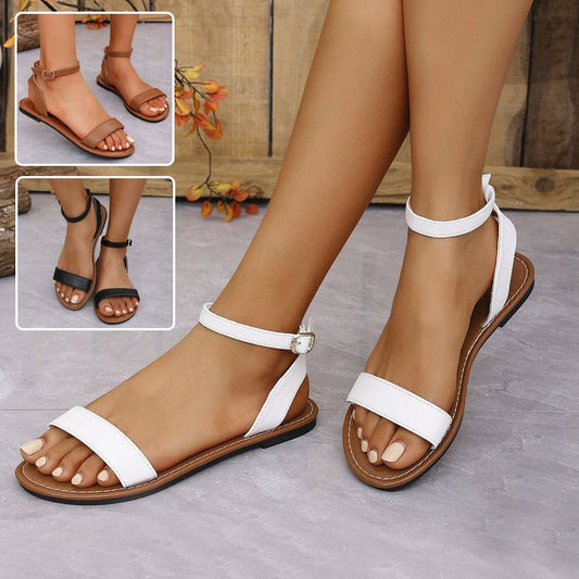 One-straped Flat Sandals Summer Buckle Roman Shoes Fashion Simple Sandal | Luxury Home Accessories | Heulog Glow