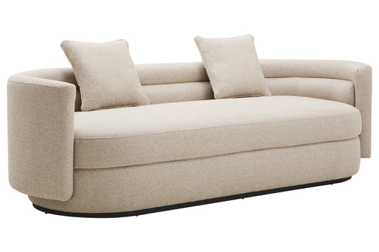 Oratino Ivory Linen 3 Seater Curved Sofa | Luxury Home Accessories | Heulog Glow