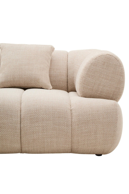 Ordona Cream Linen 3 Seater Curved Sofa | Luxury Home Accessories | Heulog Glow