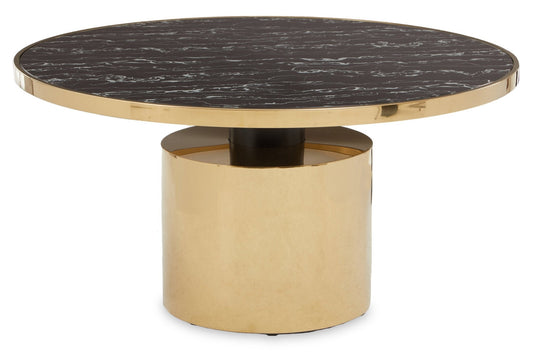 Oria Black Marble Effect Gold Base Coffee Table | Luxury Home Accessories | Heulog Glow