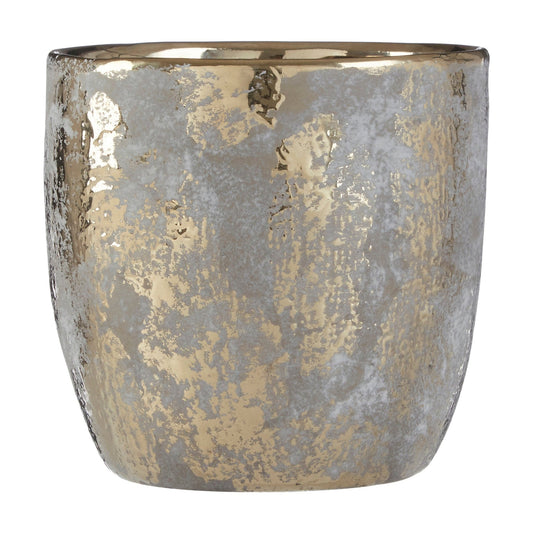 Orvena Large Grey and Gold Ceramic Planter | Luxury Home Accessories | Heulog Glow
