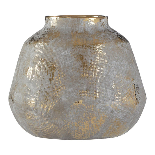 Orvena Small Grey And Gold Ceramic Vase | Luxury Home Accessories | Heulog Glow