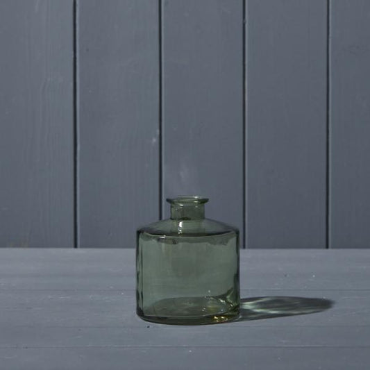 Vintage Green Squat Glass Bottle D9 x H10.3cm Weight-300g