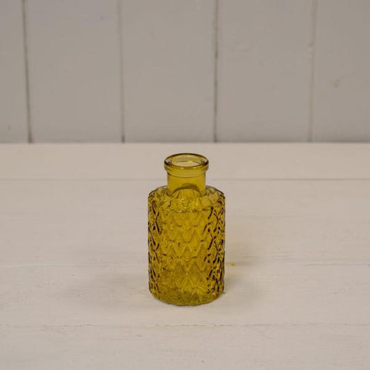 Yellow Geometric Glass Bottle D5 x H9.2cm Weight-103g