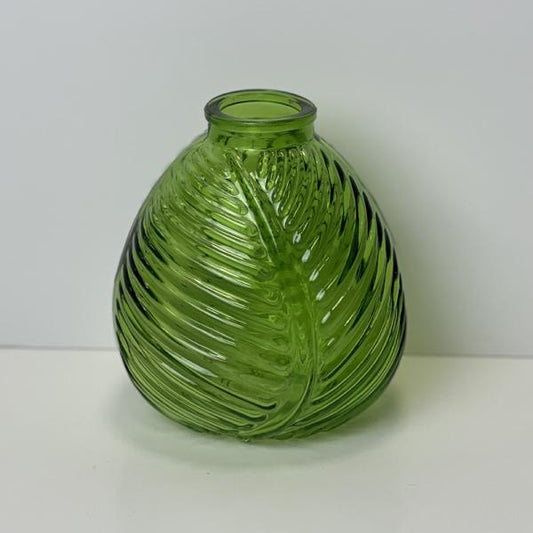 Emerald Green Leaf Bottle H13cm W12cm D11cm Weight-329g