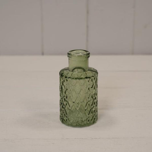 Vintage Green Mini Geometric Glass Bottle (H9.2cm) TD5cm Weight-103g