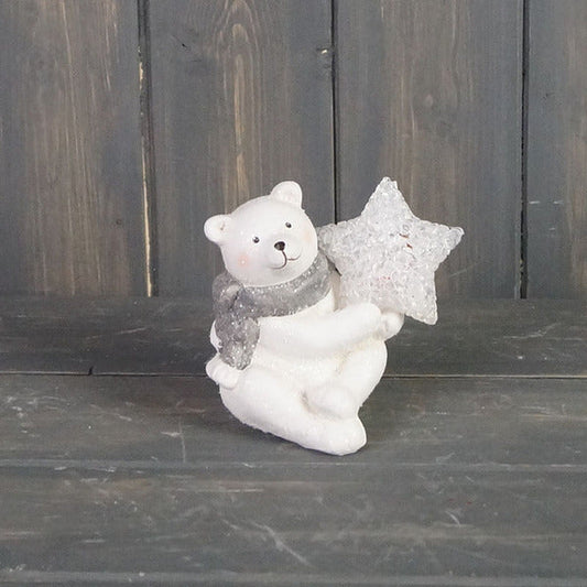 Ceramic Bear deco with light size L10.5xW7.5 xH14