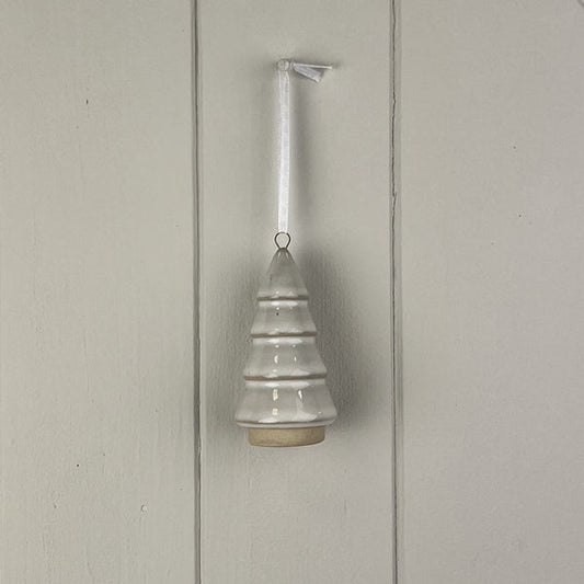 Glazed Ceramic Hanging Tree Decoration with Rextured Detail L4.2xD4.2xH8.7cm Weight-51g