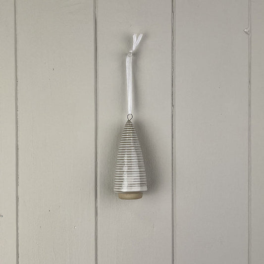 Glazed Ceramic Hanging Tree Decoration with Textured Detail L3.5xD3xH5.9cm Weight-42g