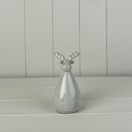 Glazed Ceramic Reindeer Ornament with Textured Detail L6.5xD6.5xH13.5cm Weight-229g