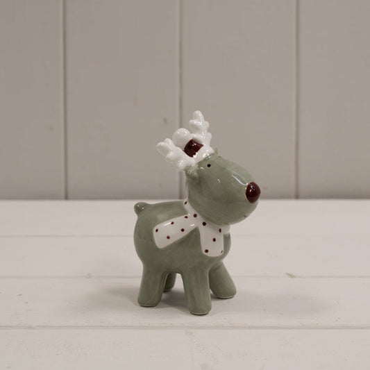 Light Green/White Ceramic Reindeer Decoration L7.5xD4.7xH10.1cm Weight-105g