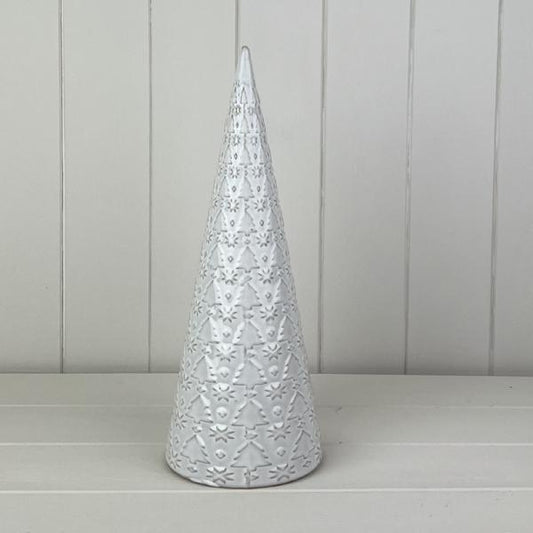 Glazed Ceramic Tree Ornament with Textured Detail L12.1xD12.1xH31.9cm Weight-635g