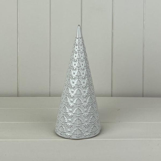 Glazed Ceramic Tree Ornament with Textured Detail L9.9xD9.9xH22.2cm Weight-366g