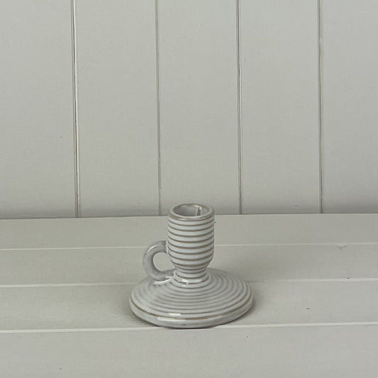 Glazed Ceramic Candle Holder with Textured Detail L10xD10xH8cm Weight-204g