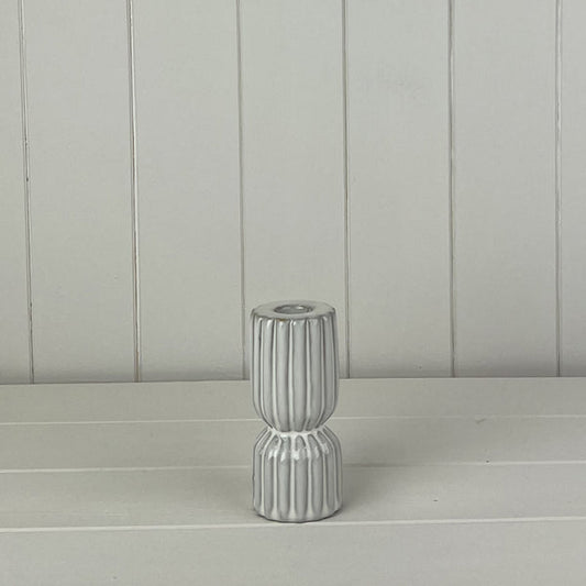 Glazed Ceramic Candle Holder with Textured Detail L5.8xD5.8xH12.3cm Weight-277g