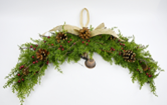 Deco Wreath - branch/berry/PE pine/pinecone/bell/ribbon bow