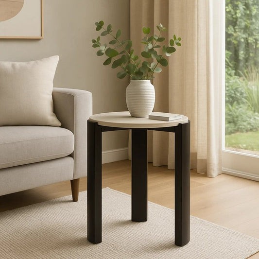 Palermo Cream Marble Top Round Side Table | Luxury Home Accessories | Heulog Glow