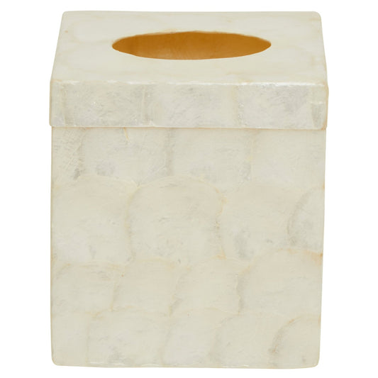 Palu White Shell Square Tissue Box | Luxury Home Accessories | Heulog Glow