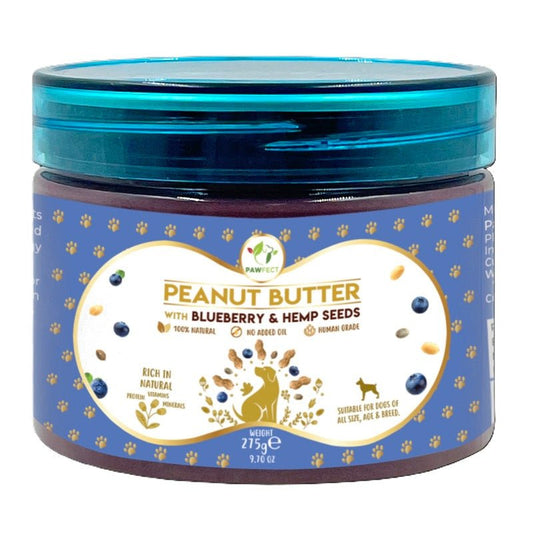 Pawfect Peanut Butter with Blueberry & Hemp Seeds 275g | Luxury Home Accessories | Heulog Glow