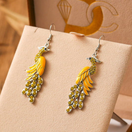 Peacock Boho Drop Earrings | Alloy Bird Ethnic Style Jewellery | Luxury Home Accessories | Heulog Glow