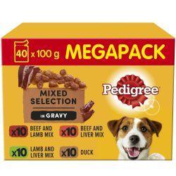 Pedigree Adult Wet Dog Food Pouches Mixed in Gravy Mega Pack 40 x 100g Pack | Luxury Home Accessories | Heulog Glow