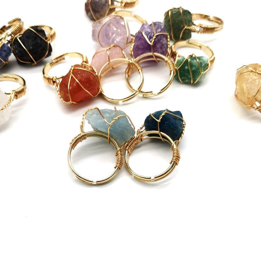 Personality Hand Wrapped Rough Stone Agate Ring | Luxury Home Accessories | Heulog Glow