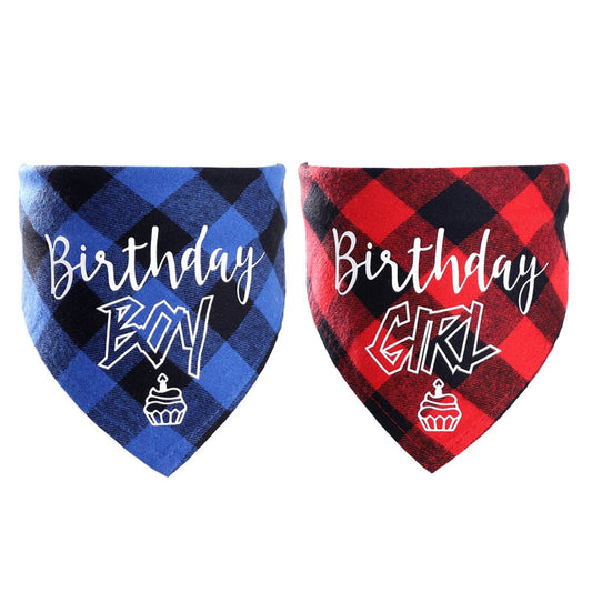 Pet Birthday Triangle Scarf Dog Saliva Towel Cotton Plaid Cat Scarf Birthday Party Gifts | Luxury Home Accessories | Heulog Glow