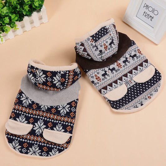 Pet Clothing Fawn Snowflake Hooded Cotton Coat | Luxury Home Accessories | Heulog Glow