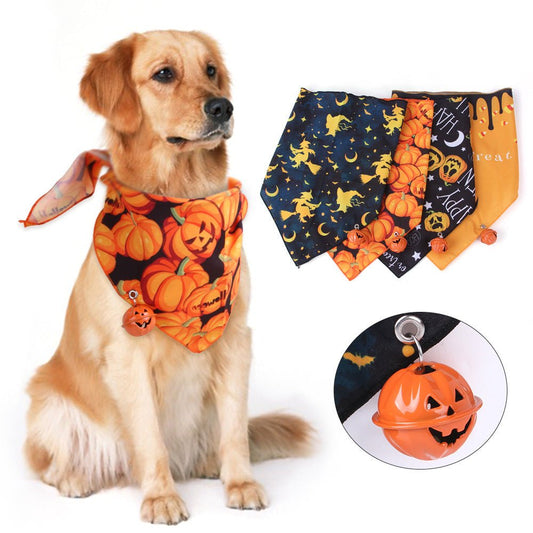 Pet Dog And Cat Halloween Print Triangle Saliva Towel | Luxury Home Accessories | Heulog Glow