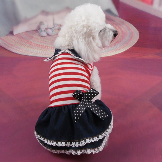 Pet Dog Skirt Bow Cat Clothes Springsummer Color Stripes | Luxury Home Accessories | Heulog Glow