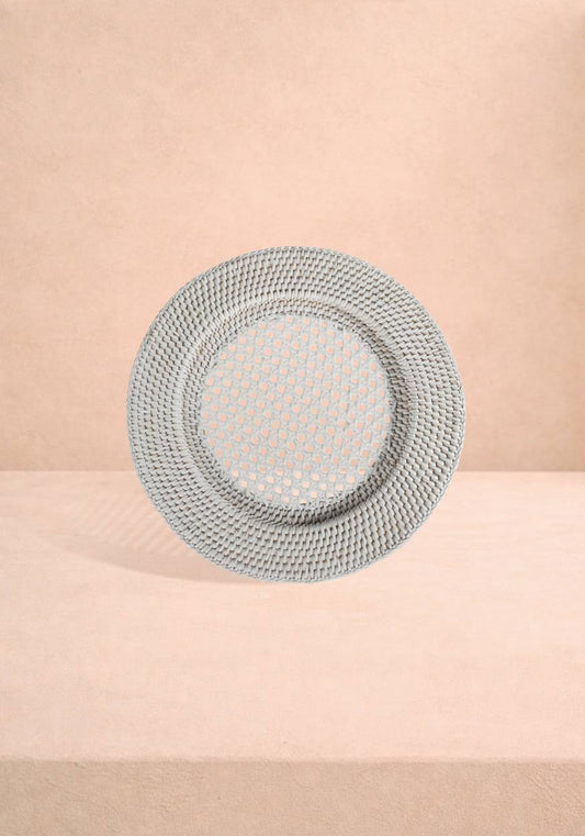Harbour Island Round Rattan Charger Placemat White - Set of 4