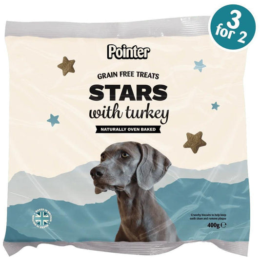 Pointer Stars Turkey Grain Free Treats 400g (3 for 2 Mix & Match) | Luxury Home Accessories | Heulog Glow