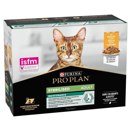 Pro Plan Adult 1+ Sterilised Maintenance with Chicken Gravy Pouches 85g x 10 | Luxury Home Accessories | Heulog Glow