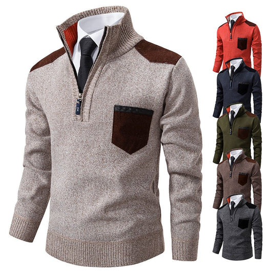 Pullover Men Sweater Thick Polo Shirts Korean Half Zipper Cold Blouse Stand Collar Autumn Winter Outerwear Luxury Cloth | Luxury Home Accessories | Heulog Glow