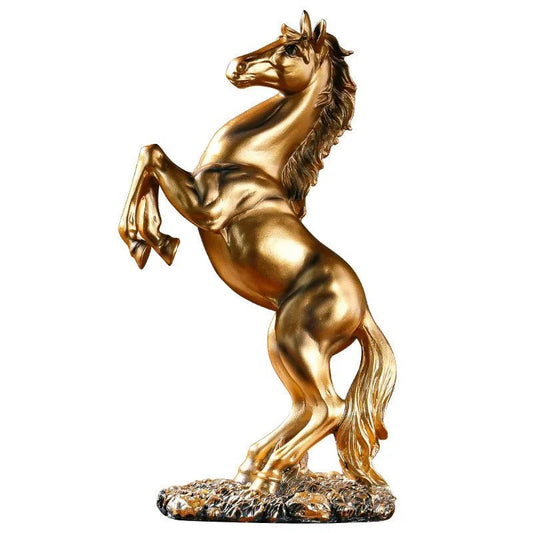 Resin Statue Golden White Black Horse | Luxury Home Accessories | Heulog Glow