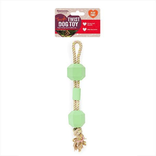 Rosewood Mint Rubber & Rope Toy x4 | Luxury Home Accessories | Heulog Glow