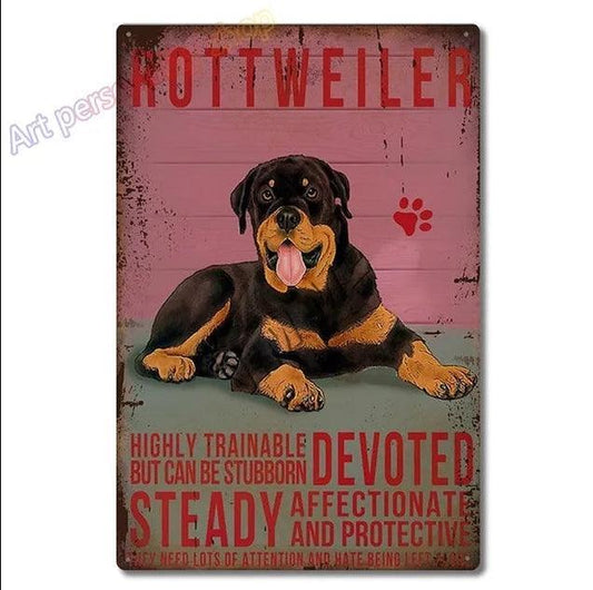 Rottweiler Tin Sign | Luxury Home Accessories | Heulog Glow