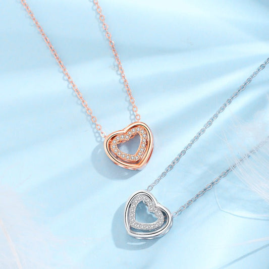 S925 Sterling Silver Heart To Heart Pendant Necklace | Luxury Home Accessories | Heulog Glow
