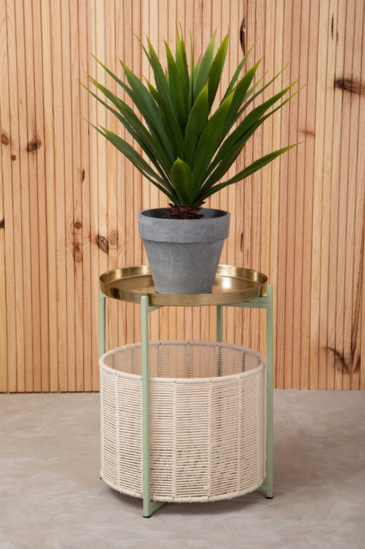 Sabia Green And Gold Tray Side Table with Storage Basket | Luxury Home Accessories | Heulog Glow