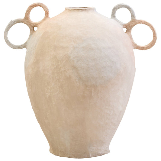 Sanai Cotton Mache Large Vase With Decorative Handles | Luxury Home Accessories | Heulog Glow